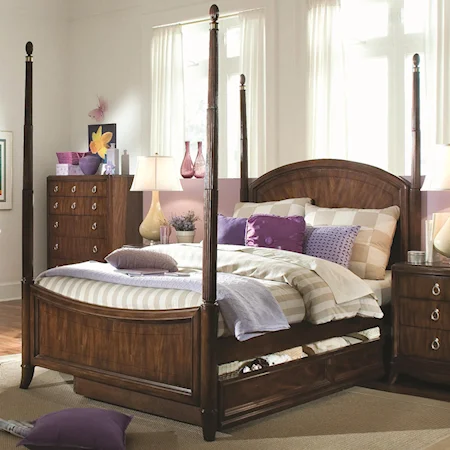 Twin Poster Bed with Dual Function Underbed Storage